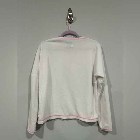 Dudley Stephens Somerset Ribbed Sweatshirt White and Pink Women’s  Small - Picture 2 of 3